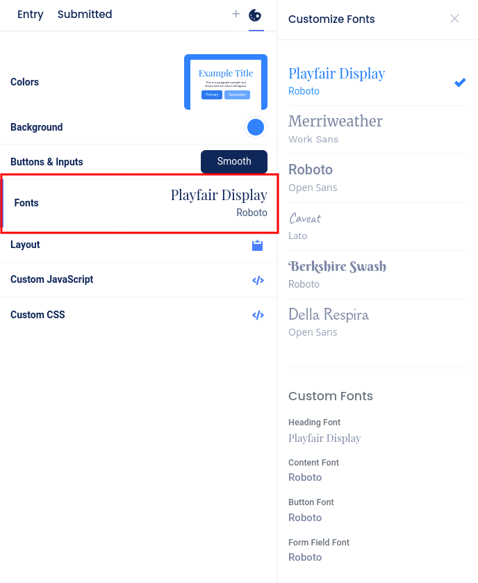 Design section - Fonts