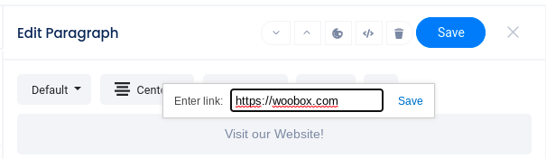 Enter URL for text link