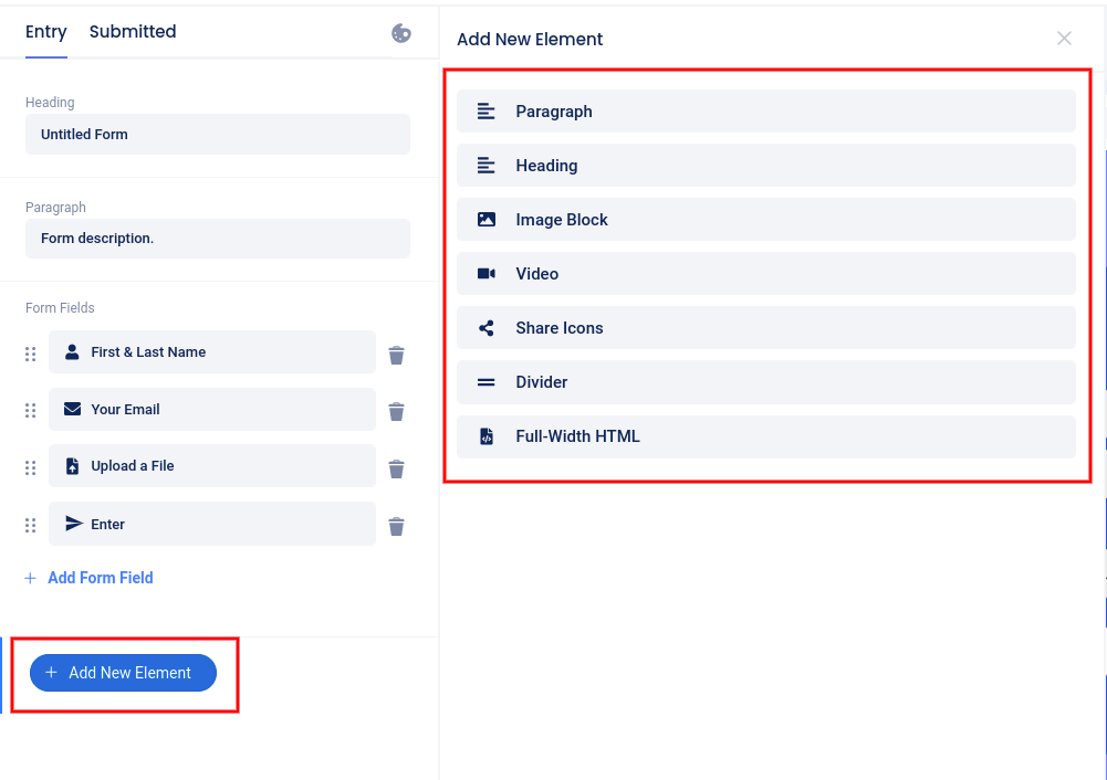 Add new element - design section