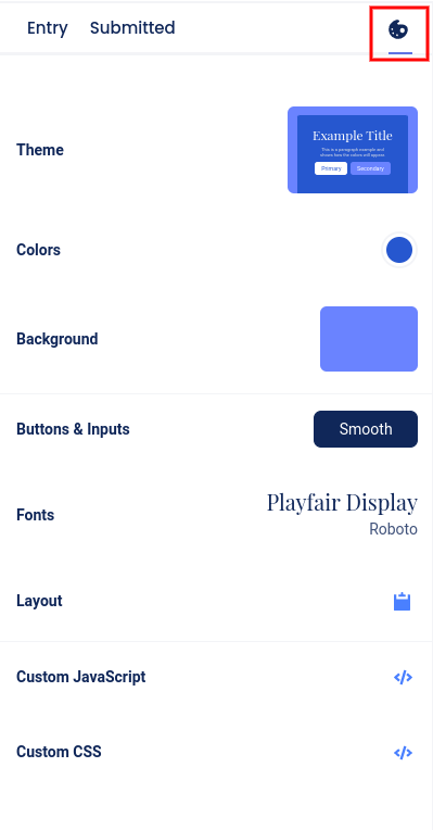 Design section - painter's palette section