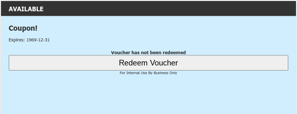 Voucher redeem screen