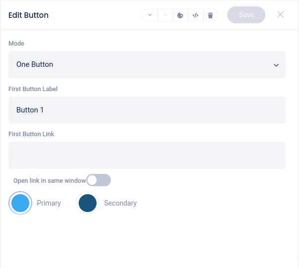 Button element settings panel