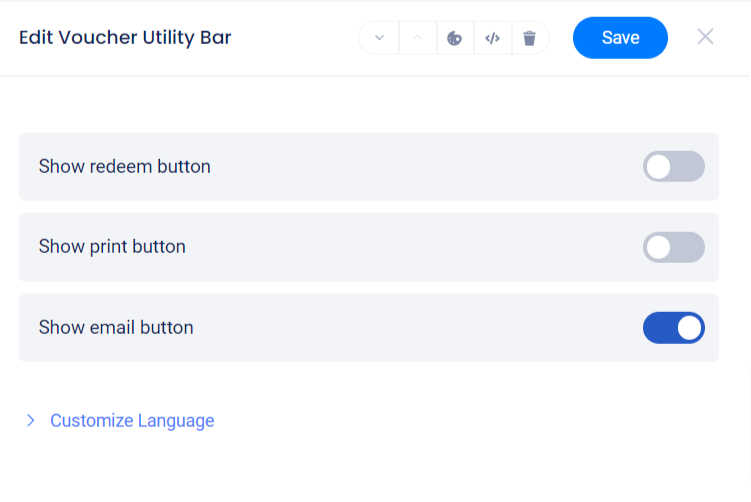 Voucher Utility Bar settings panel