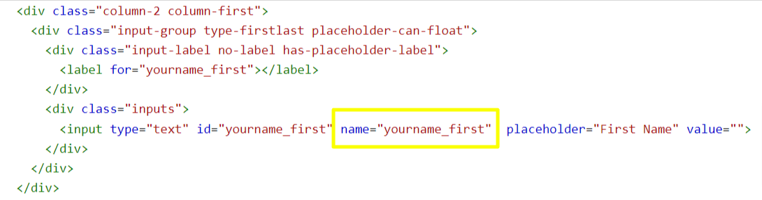 Form HTML - field name