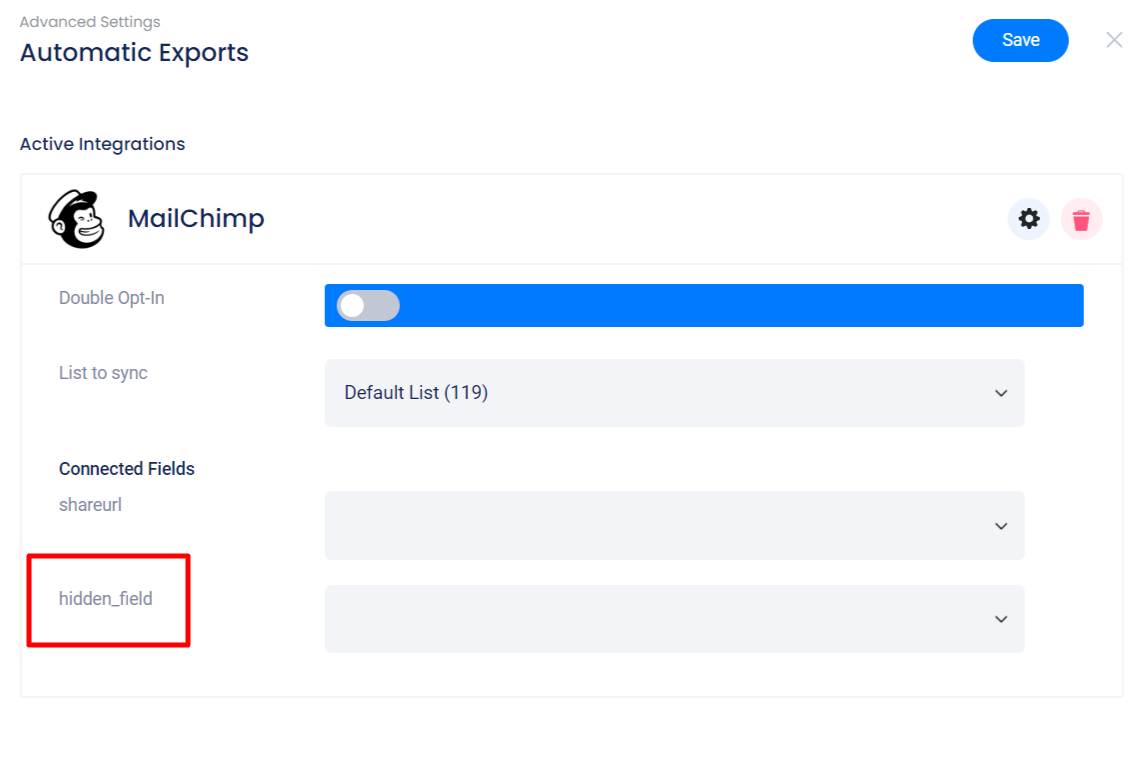 Sync hidden field in Automatic Exports