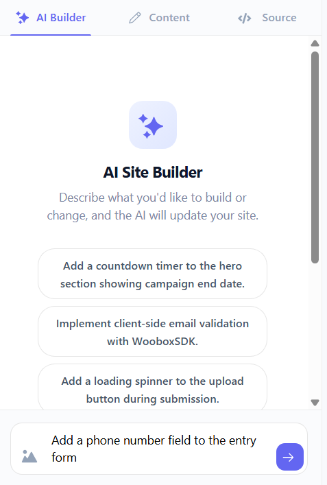 Add form field with AI builder prompt