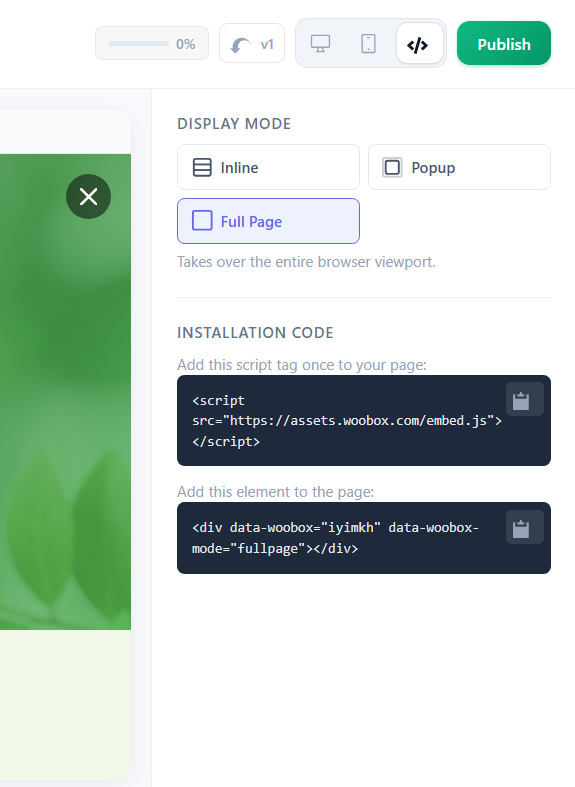Embed code - AI builder