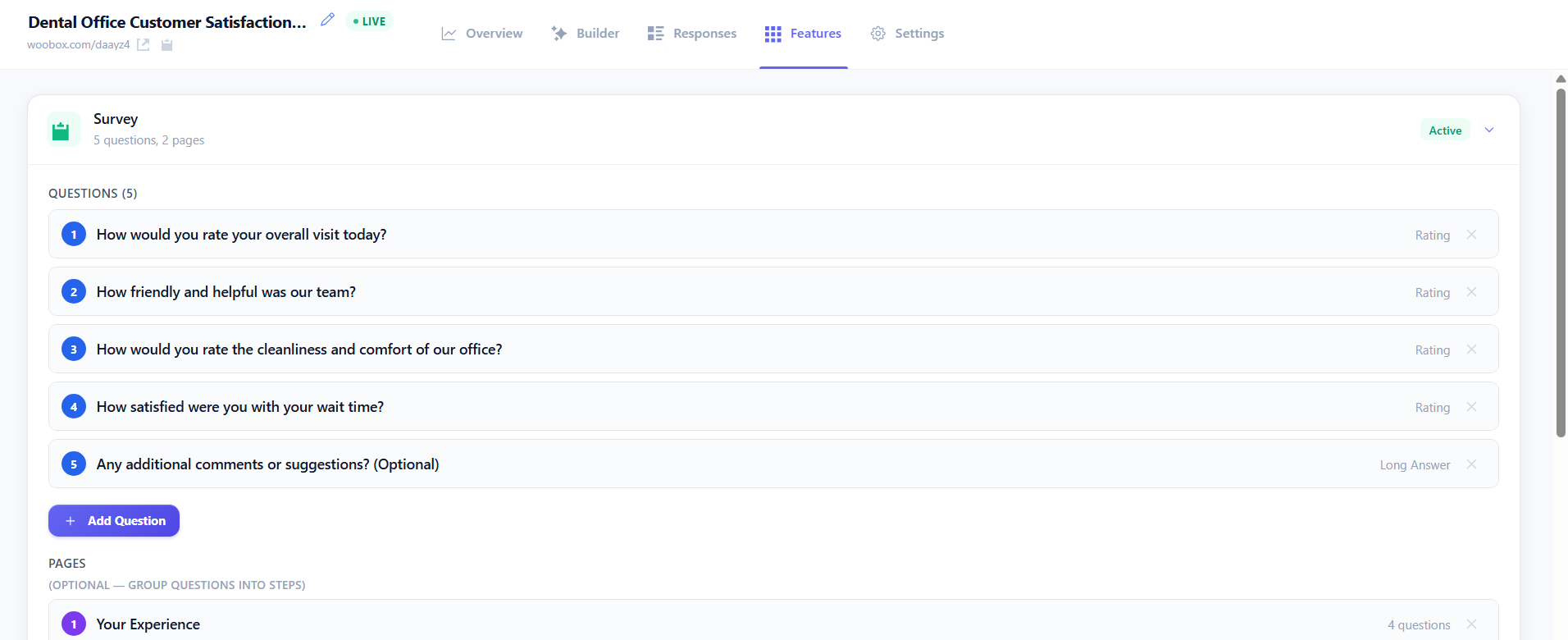Features tab - survey 2026