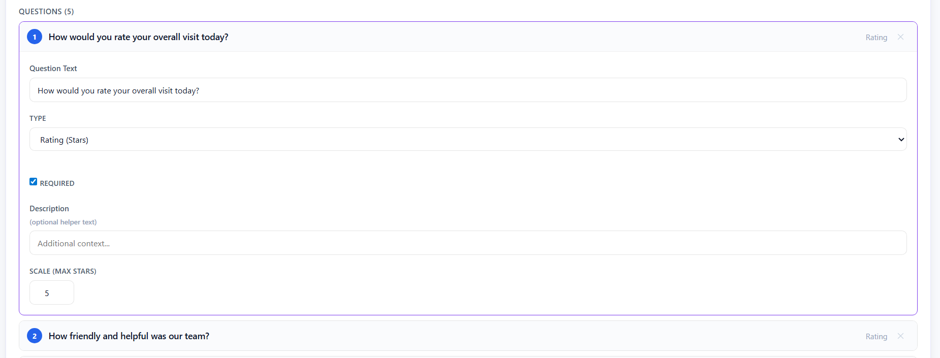 Editing survey question in Features tab 2026