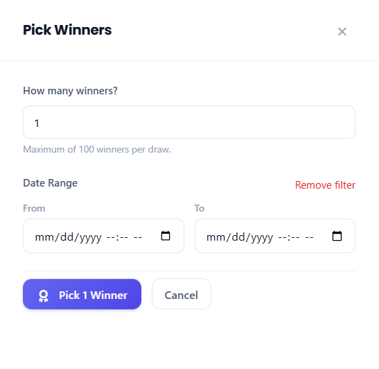 Winner picker settings panel